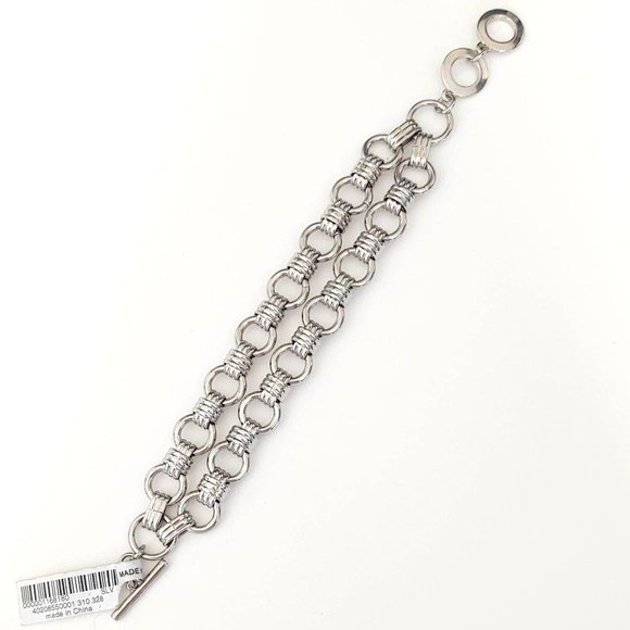 Double strand silver link toggle close bracelet - Picture 11 of 12